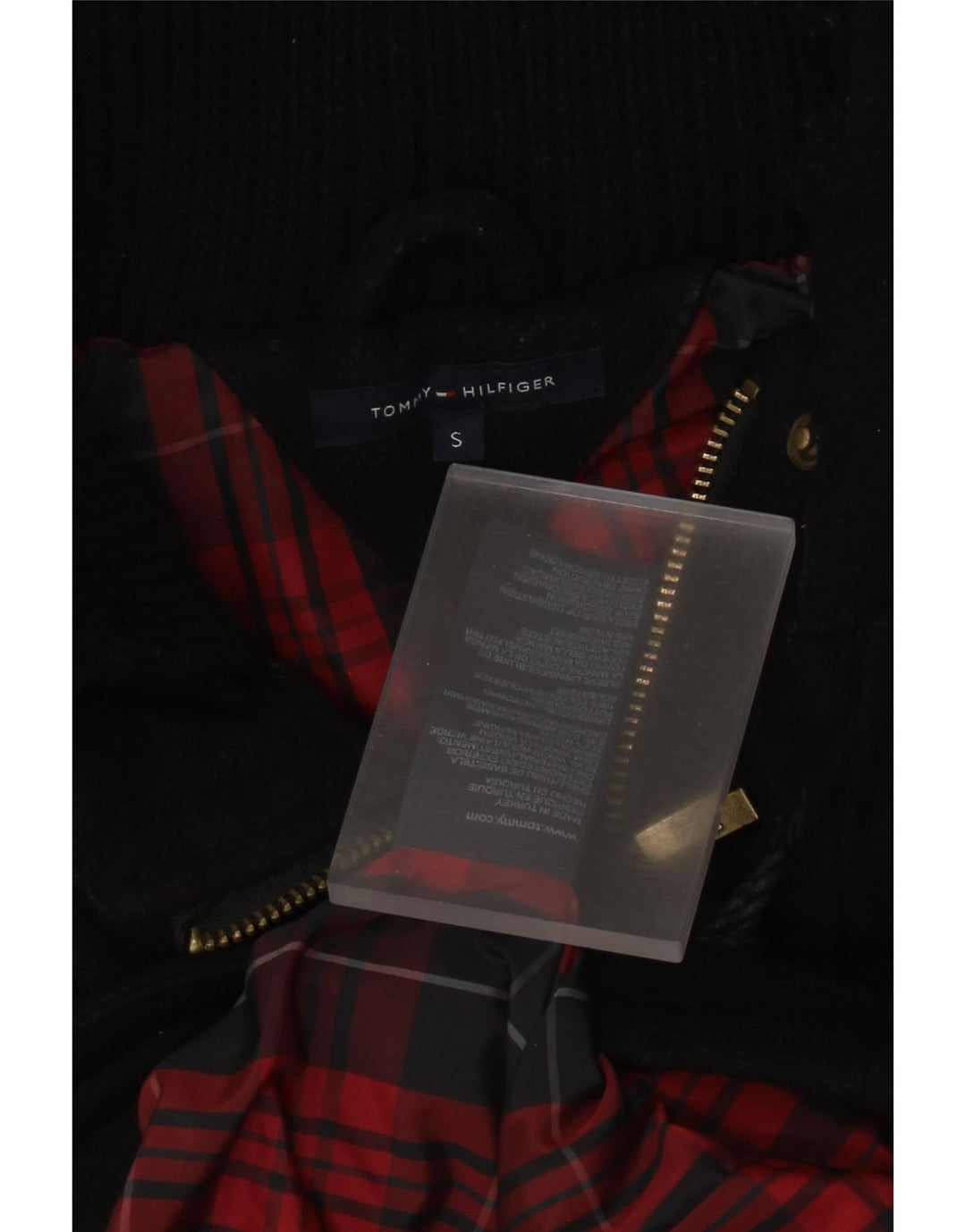 Tommy Hilfiger Womens Hooded Duffle Coat UK 10 Small Black Virgin Wool