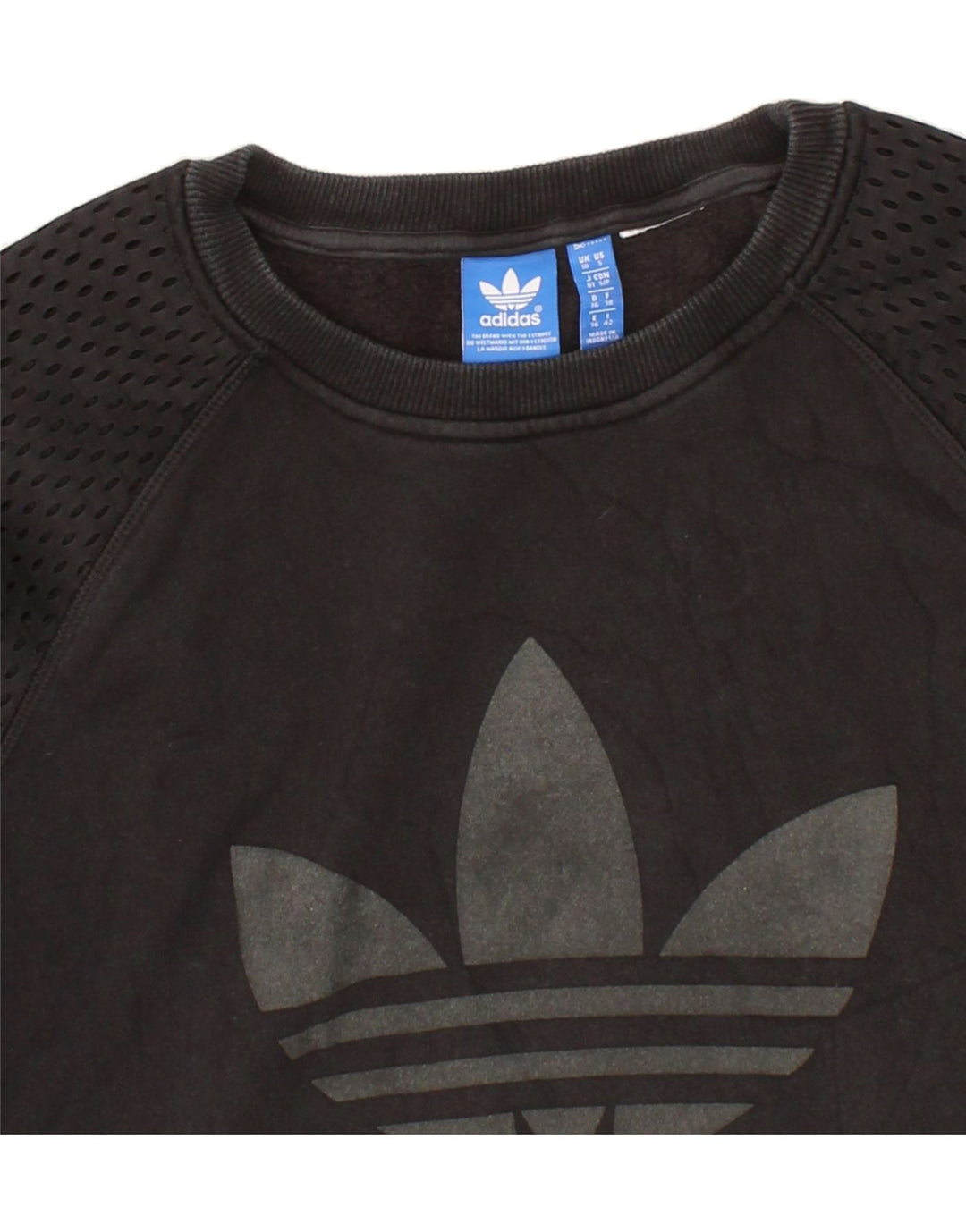 ADIDAS Womens Oversized Graphic Sweatshirt Jumper UK 10 Small  Black Vintage Adidas and Second-Hand Adidas from Messina Hembry 