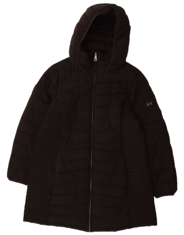 Dkny Womens Plus Size Hooded Padded Coat UK 18 XL Black Polyester