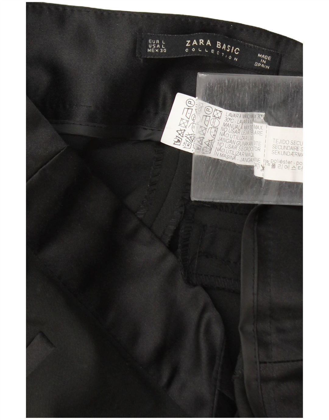 Zara Womens Slim Casual Trousers Large W30 L29 Black Polyester