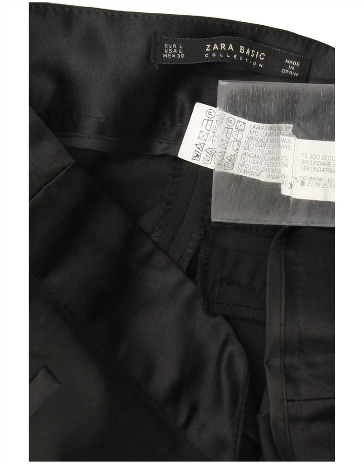 Zara Womens Slim Casual Trousers Large W30 L29 Black Polyester