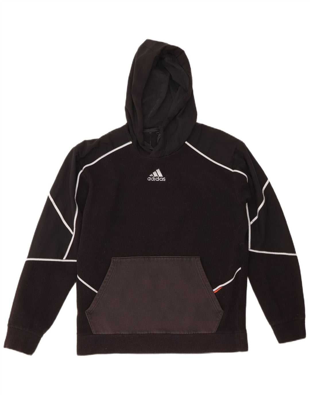 ADIDAS Mens Hooded Fleece Jumper Small Black Polyester