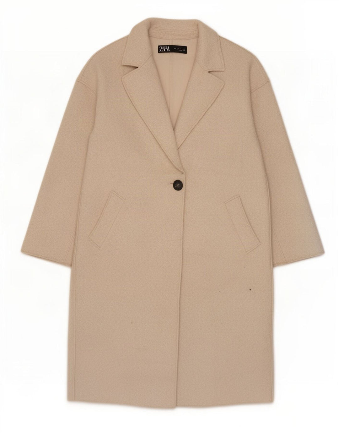 Zara Womens Oversized Overcoat UK 10 Small Beige