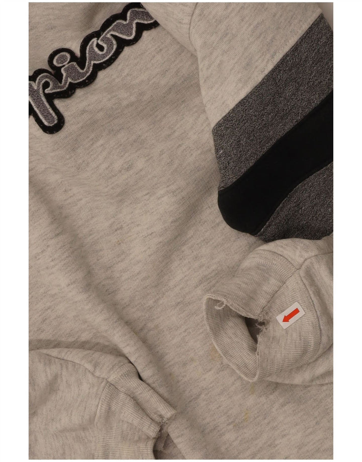 CHAMPION Mens Zip Neck Graphic Sweatshirt Jumper Small Grey Colourblock