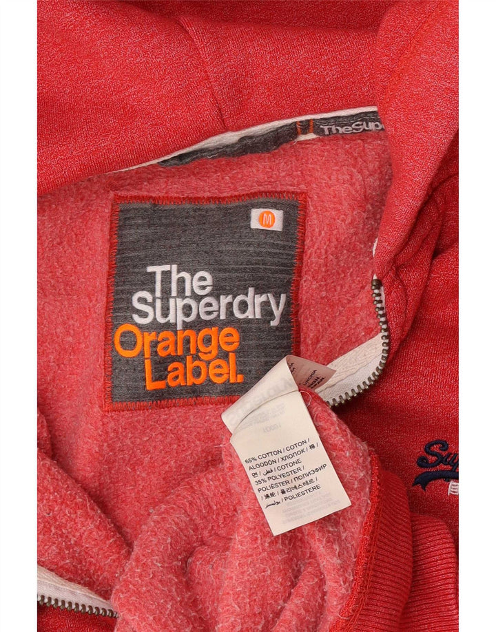 Superdry Mens Zip Hoodie Sweater Medium Red Cotton