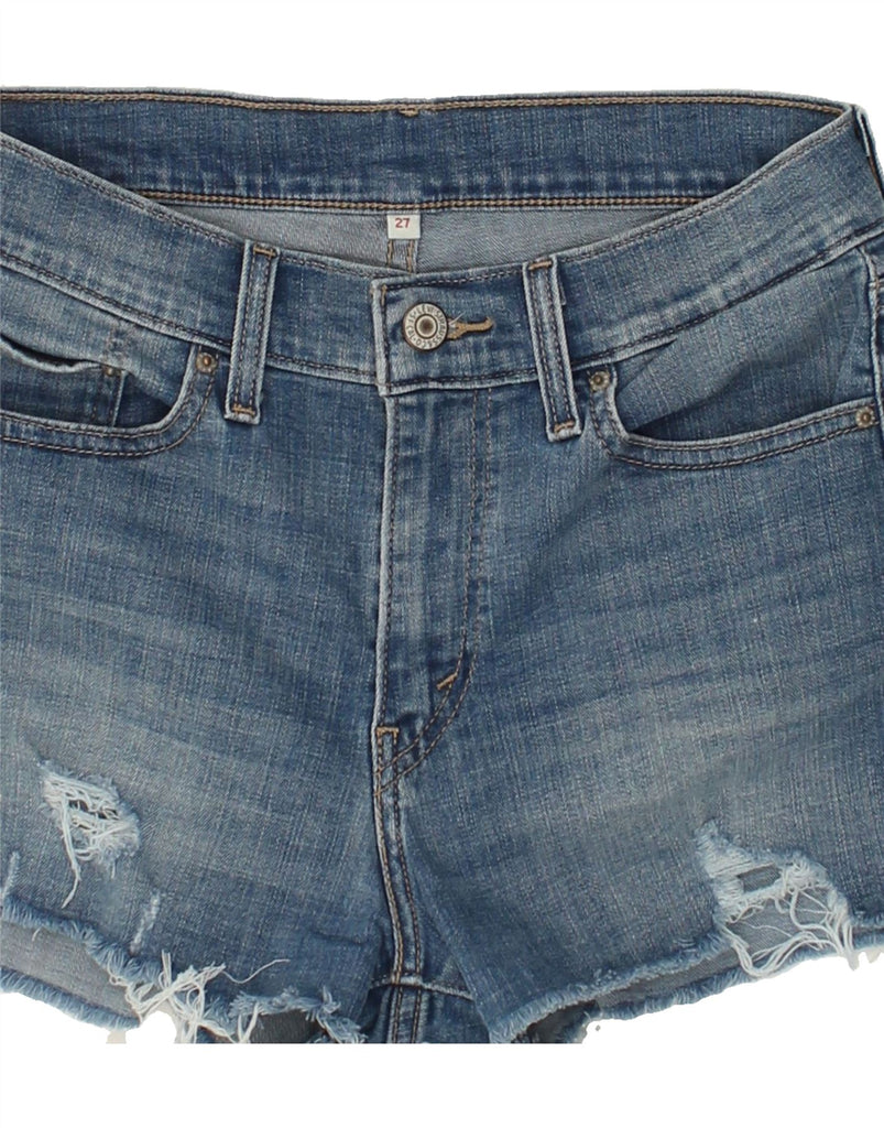 LEVI'S Womens Distressed Denim Shorts W27 Small  Blue Cotton | Vintage Levi's | Thrift | Second-Hand Levi's | Used Clothing | Messina Hembry 