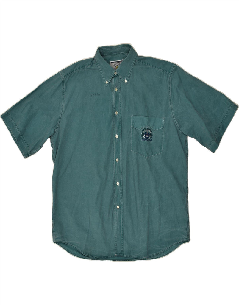 NAVIGARE Mens Short Sleeve Shirt Medium Green Cotton | Vintage Navigare | Thrift | Second-Hand Navigare | Used Clothing | Messina Hembry 