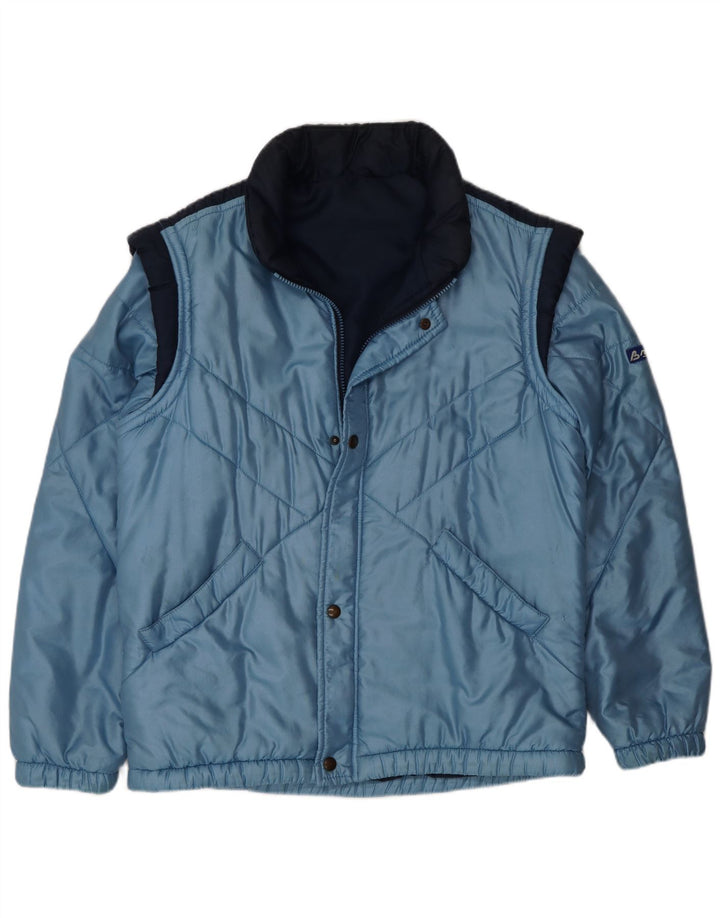 Vintage Mens Padded Jacket UK 38 Medium Blue Colourblock