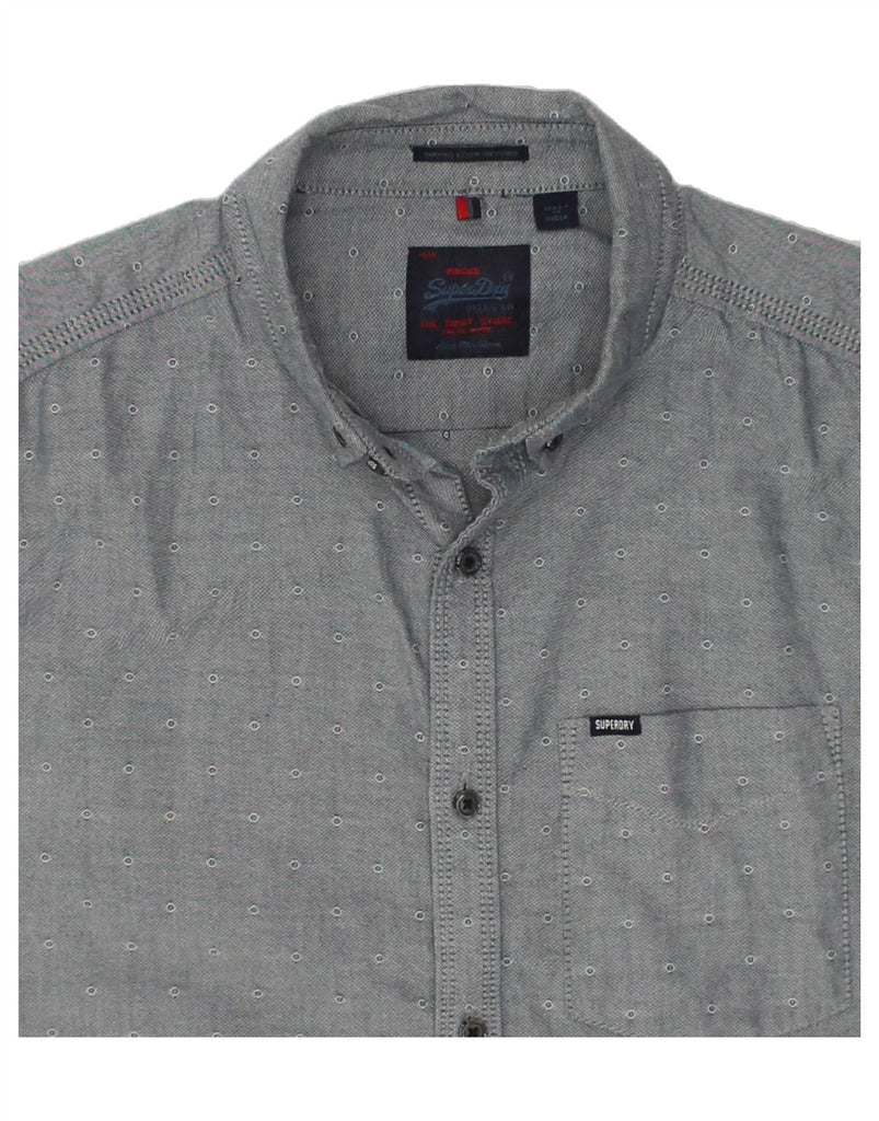 SUPERDRY Mens Shirt Medium Grey Spotted Cotton | Vintage Superdry | Thrift | Second-Hand Superdry | Used Clothing | Messina Hembry 