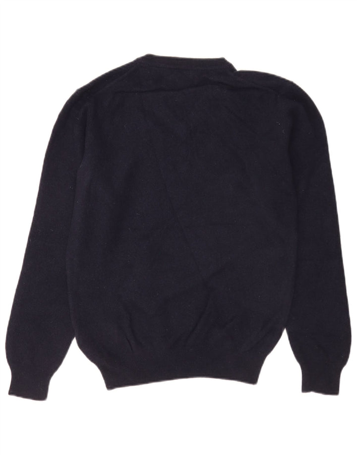 Gant Womens V-Neck Jumper Sweater UK 10 Small Navy Blue Lambswool