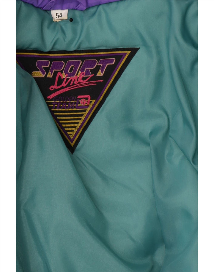 Vintage Mens Graphic Ski Jacket IT 54 2XL Blue Colourblock Polyamide