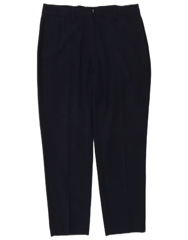 Marks & Spencer Womens High Waist Casual Trousers UK 10 Small W28 L28 Navy