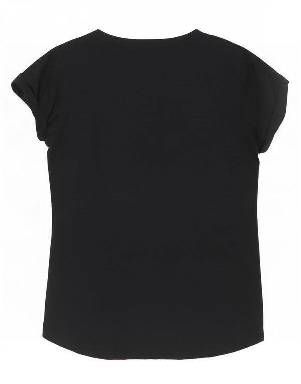 Nike Womens Slim Fit Graphic T-Shirt Top UK 14 Large Black Cotton