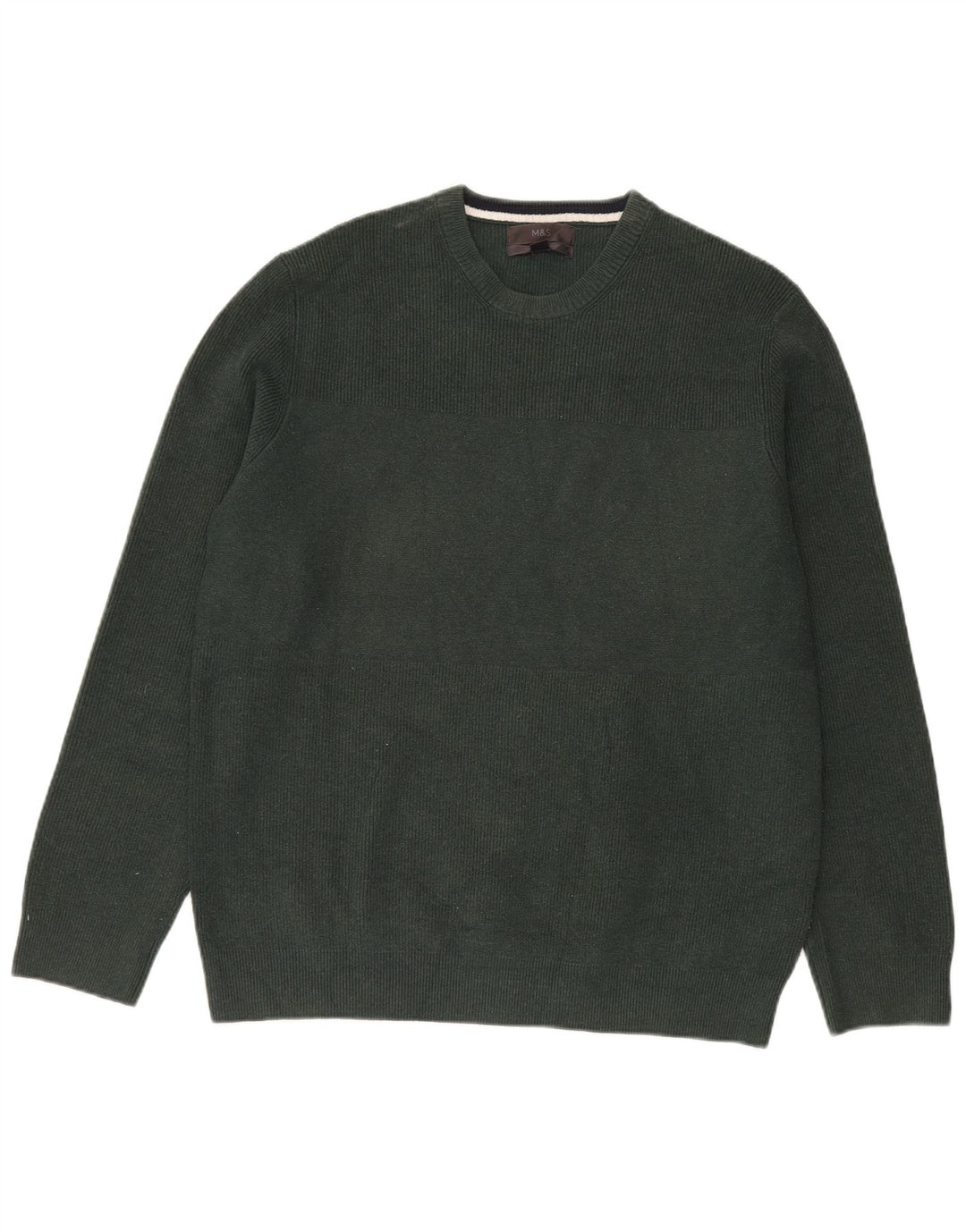 Marks & Spencer Mens Crew Neck Jumper Sweater XL Green Polyester