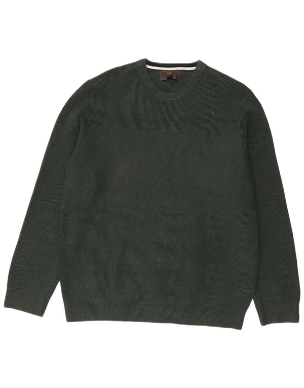 Marks & Spencer Mens Crew Neck Jumper Sweater XL Green Polyester