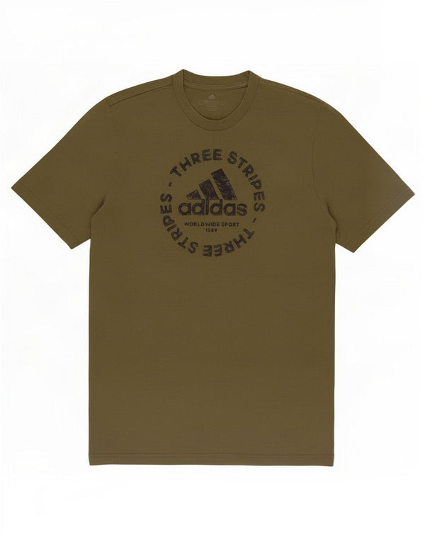 Adidas Mens Graphic T-Shirt Top Small Khaki Cotton