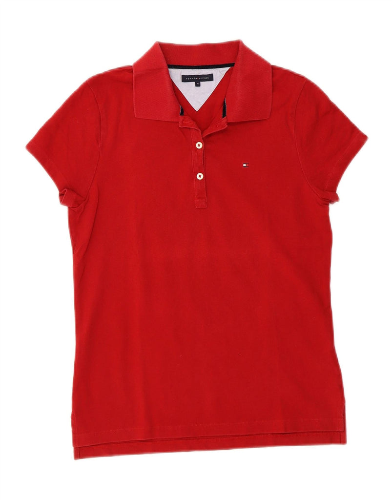 TOMMY HILFIGER Womens Polo Shirt UK 12 Medium Red Cotton Vintage Tommy Hilfiger and Second-Hand Tommy Hilfiger from Messina Hembry 