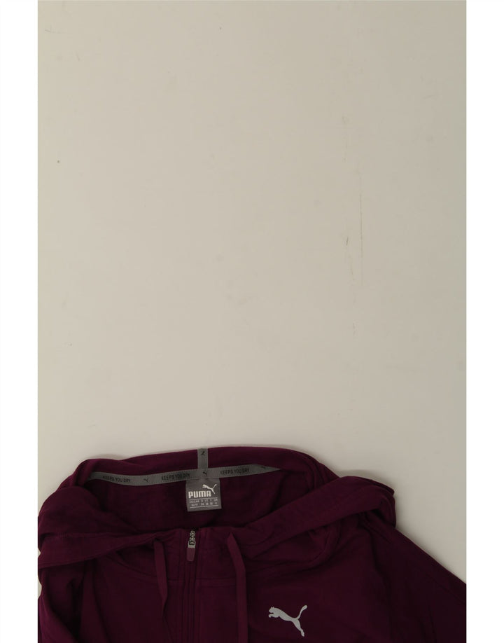 PUMA Womens Oversized Zip Neck Hoodie Jumper UK 8 Small Purple Polyester Vintage Puma and Second-Hand Puma from Messina Hembry 