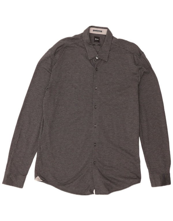 Hugo Boss Mens Slim Fit Shirt 2XL Black Houndstooth