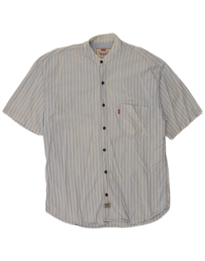 Levi's Mens Short Sleeve Shirt Large Blue Striped Cotton