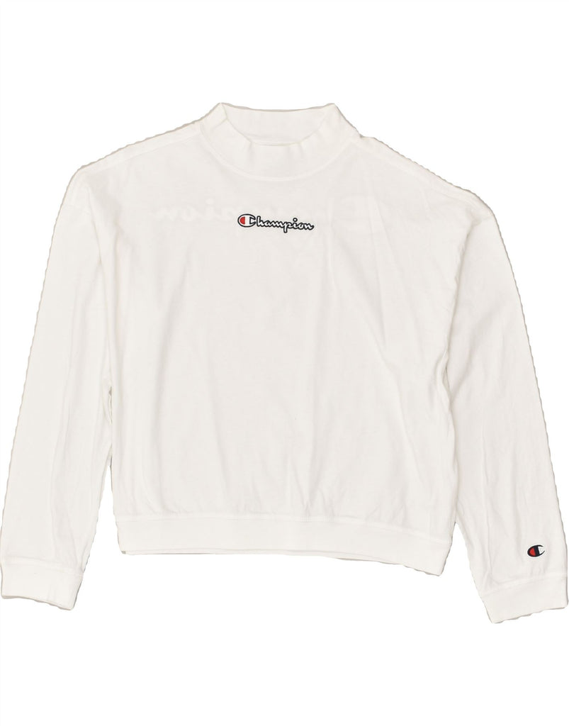 CHAMPION Girls Graphic Sweatshirt Jumper 13-14 Years XL White | Vintage Champion | Thrift | Second-Hand Champion | Used Clothing | Messina Hembry 