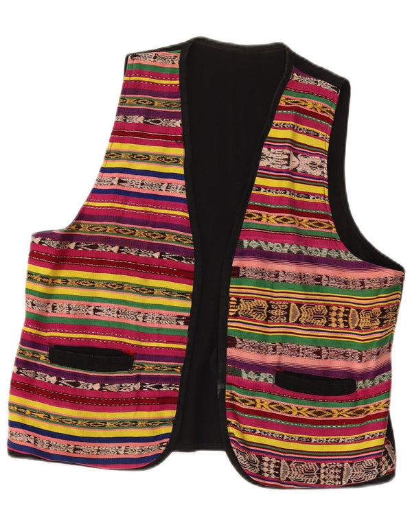 Vintage Womens Waistcoat UK 14 Medium Multicoloured Striped