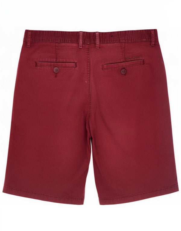 Pierre Cardin Mens Chino Shorts Small W32 Burgundy Cotton