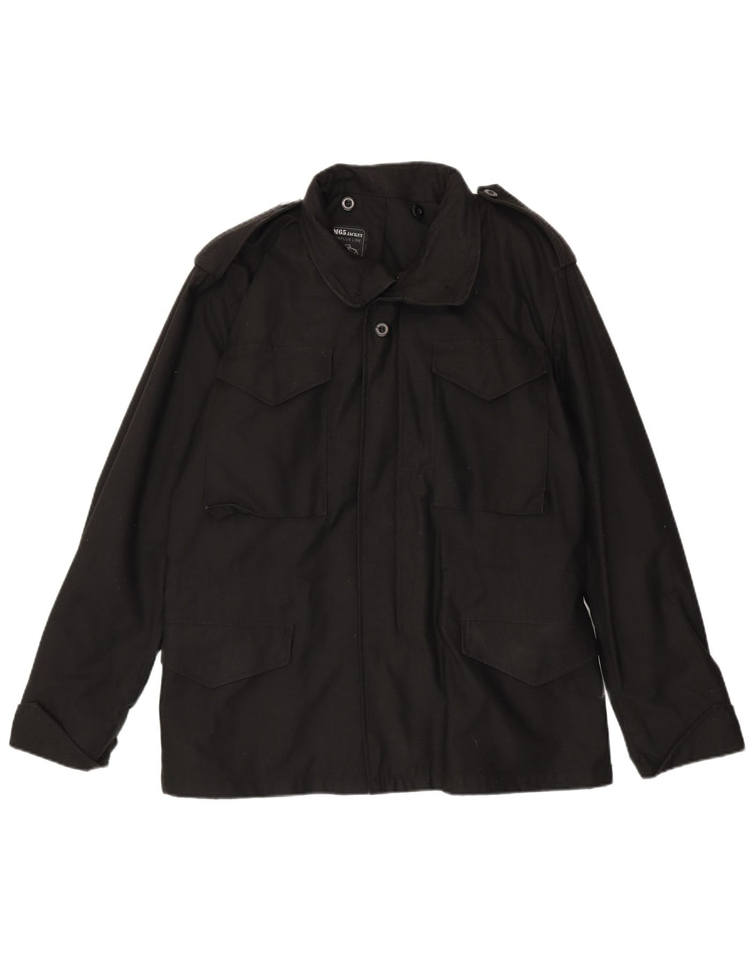 Vintage Mens Regular Fit Military Jacket UK 38 Medium Black Cotton