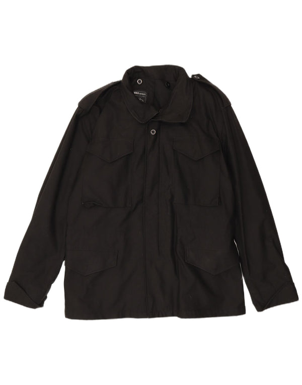 Vintage Mens Regular Fit Military Jacket UK 38 Medium Black Cotton