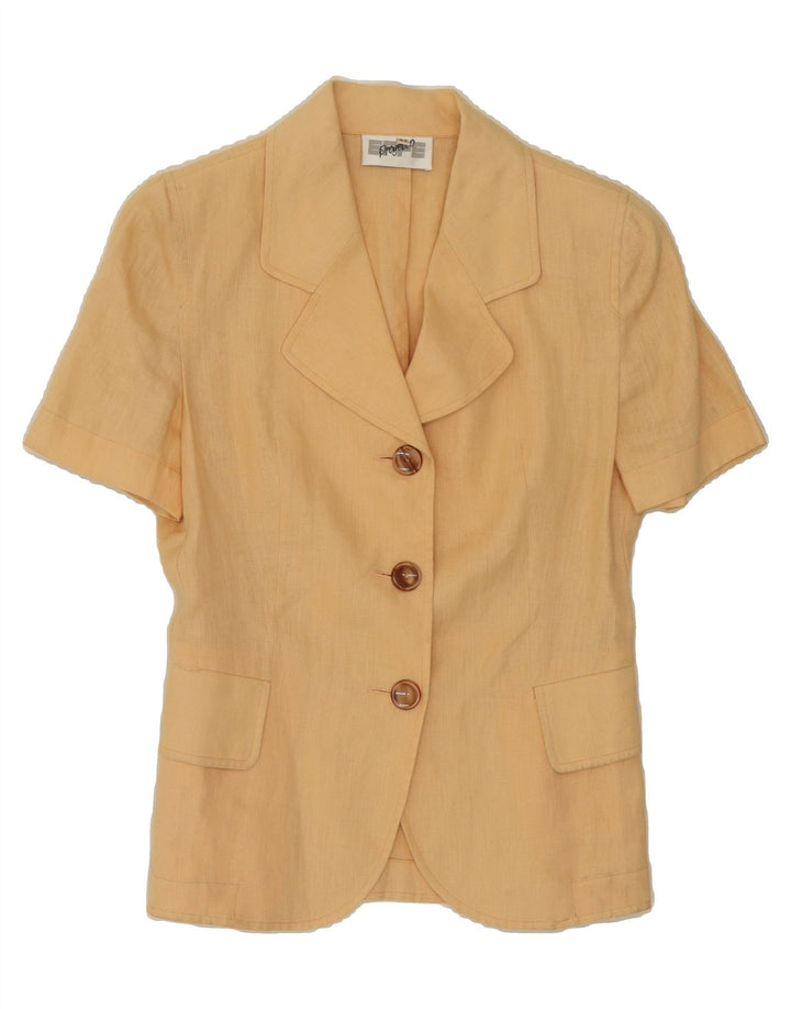 VINTAGE Womens Short Sleeve 3 Button Blazer Jacket IT 42 Medium Beige Vintage Vintage and Second-Hand Vintage from Messina Hembry 