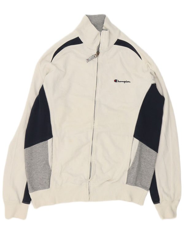 Champion Mens Tracksuit Top Jacket XL White Colourblock Cotton