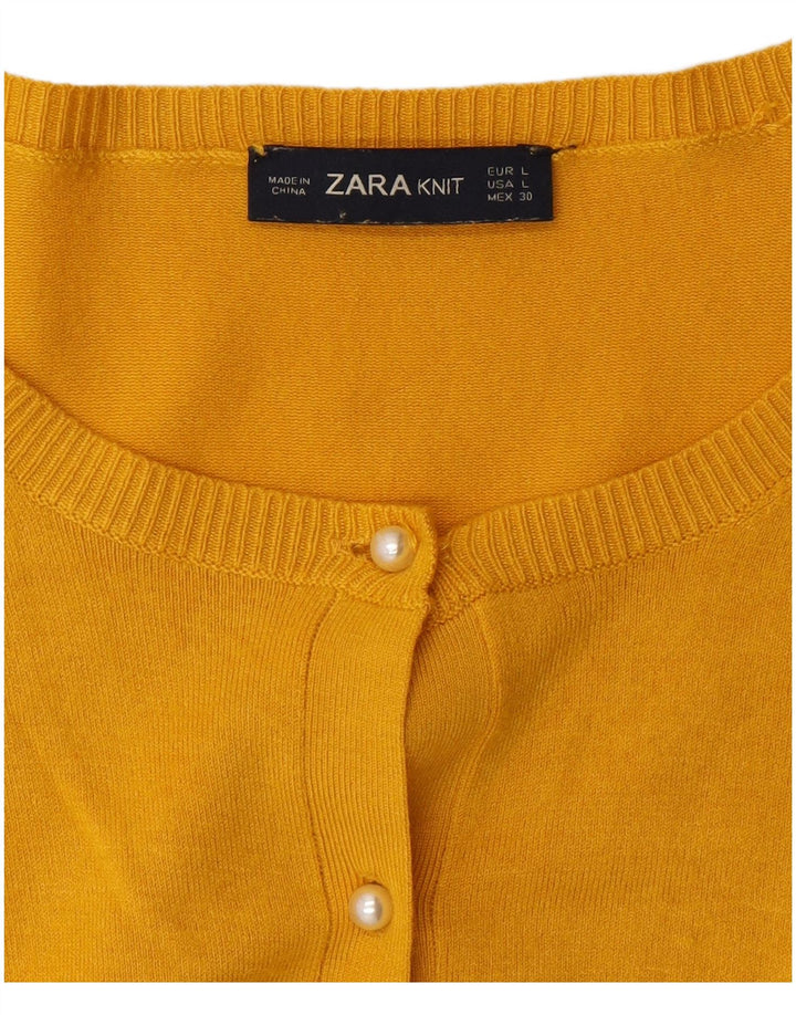 Zara Womens Cardigan Sweater UK 14 Large Yellow