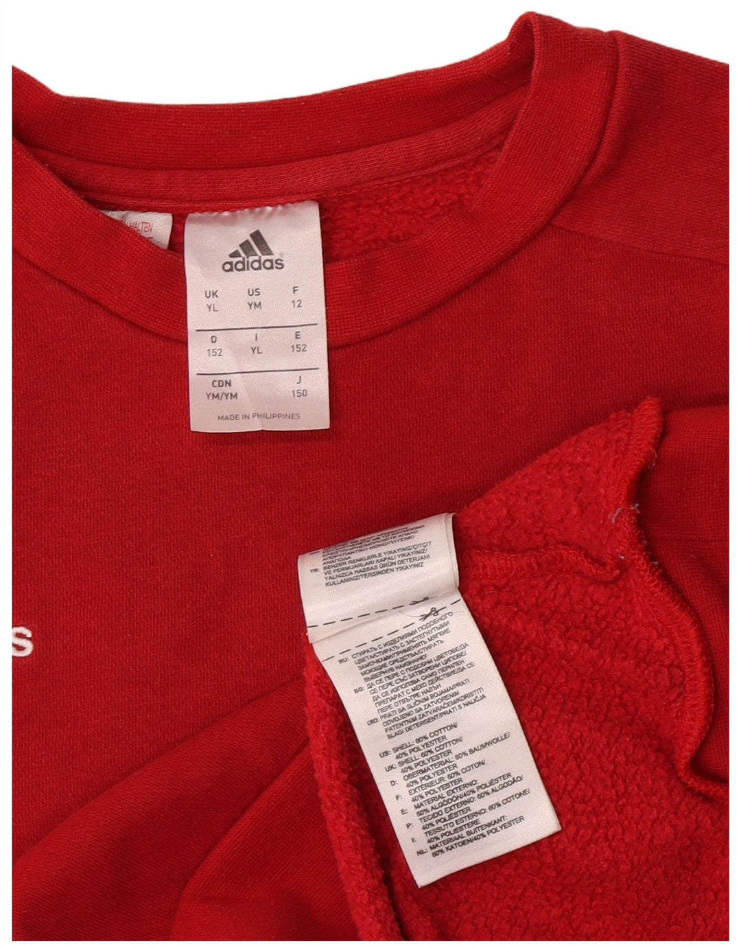 Adidas Boys Sweatshirt Jumper 11-12 Years Large Red Cotton