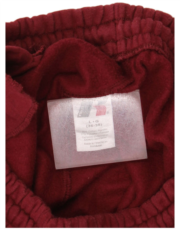 RUSSELL ATHLETIC Mens Tracksuit Trousers Large  Maroon Cotton