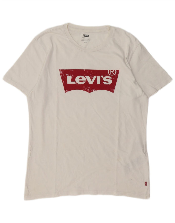 LEVI'S Mens Graphic T-Shirt Top Small White Cotton