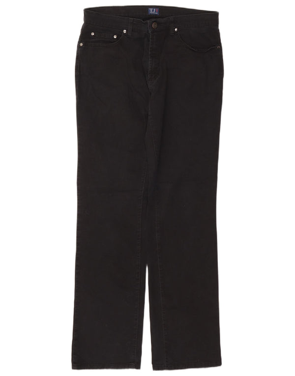Trussardi Womens Straight Casual Trousers W34 L32 Navy Blue Cotton