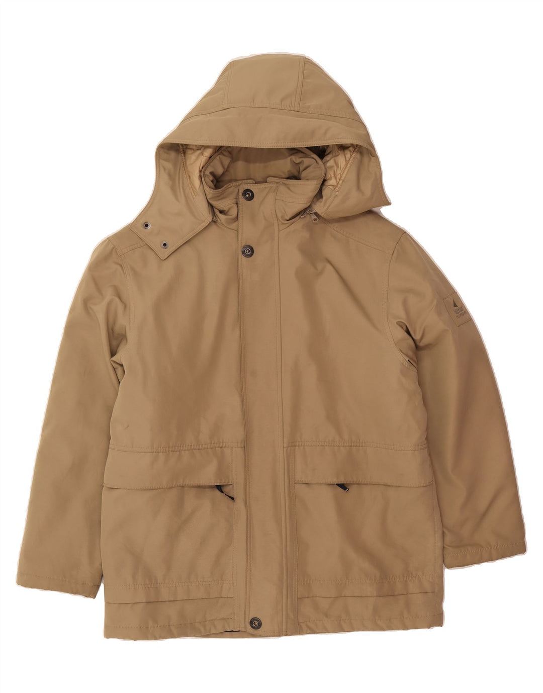 NAVIGARE Mens Hooded Windbreaker Jacket UK 40 Large Beige Polyester Vintage Navigare and Second-Hand Navigare from Messina Hembry 