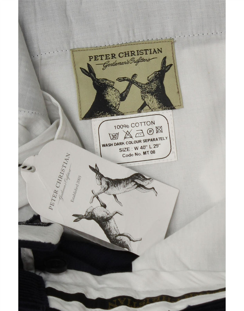 PETER CHRISTIAN Mens Pegged Corduroy Trousers W40 L29 Navy Blue Cotton Vintage Peter Christian and Second-Hand Peter Christian from Messina Hembry 