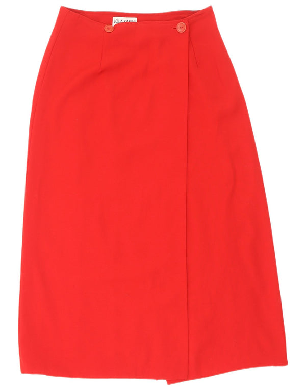 Lola Zanini Womens Wrap Skirt W29 Medium Red Virgin Wool
