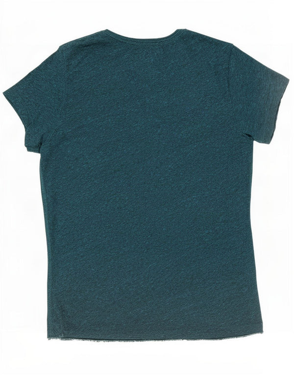 Superdry Womens Graphic T-Shirt Top UK 14 Large Green Flecked Polyester