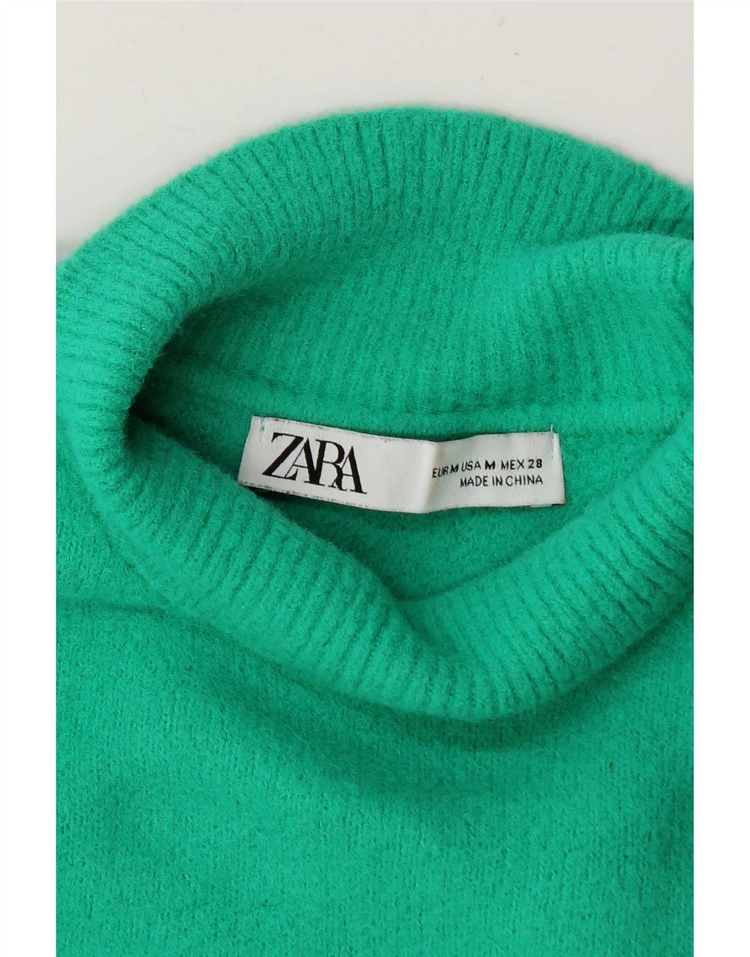 Zara Womens Crop Turtle Neck Jumper Sweater UK 14 Medium Green