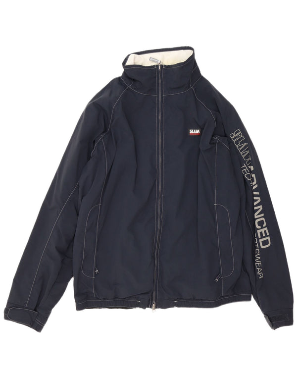 Slam Mens Graphic Rain Jacket UK 44 2XL Navy Blue Nylon
