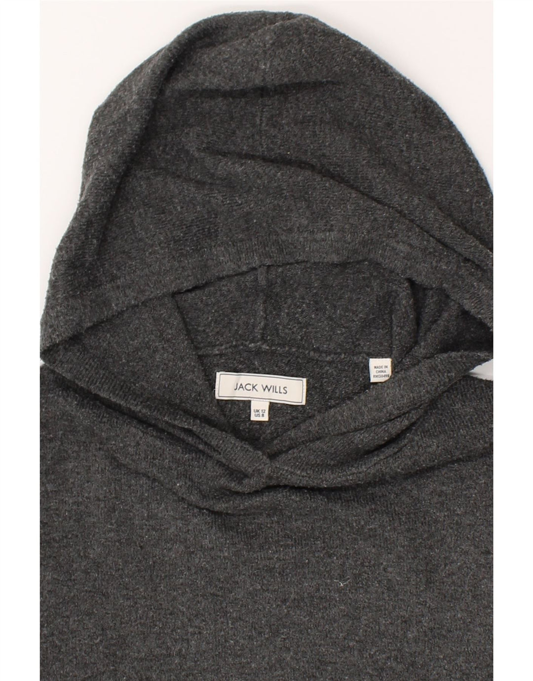 JACK WILLS Womens Hooded Jumper Sweater UK 12 Medium  Grey Polyester Vintage Jack Wills and Second-Hand Jack Wills from Messina Hembry 