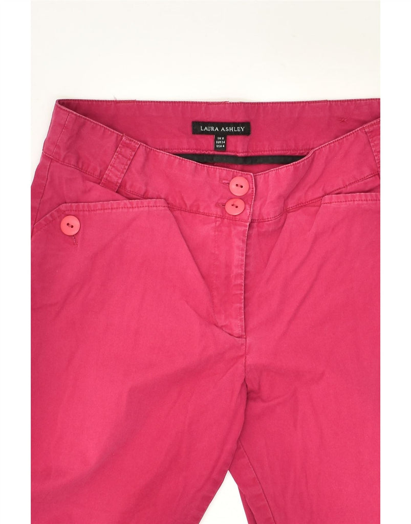 LAURA ASHLEY Womens Capri Casual Trousers UK 8 Small  W28 L20 Pink Cotton | Vintage Laura Ashley | Thrift | Second-Hand Laura Ashley | Used Clothing | Messina Hembry 