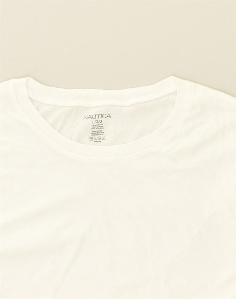 NAUTICA Mens T-Shirt Top Large White Cotton | Vintage Nautica | Thrift | Second-Hand Nautica | Used Clothing | Messina Hembry 