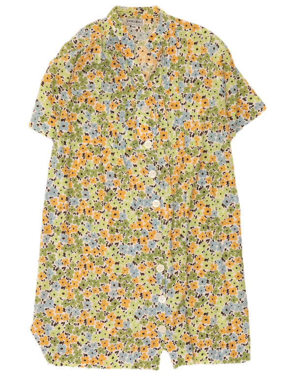 Vintage Womens Short Sleeves Shirt Dress IT 44 Medium Multicoloured Floral