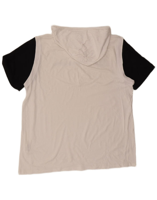 Champion Mens Hooded Graphic T-Shirt Top 2XL White Colourblock Cotton