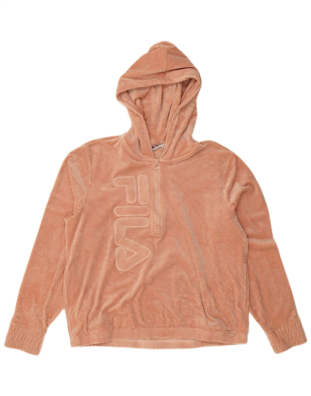 Fila Womens Graphic Zip Neck Zip Hoodie Sweater UK 16 Large Pink Polyester