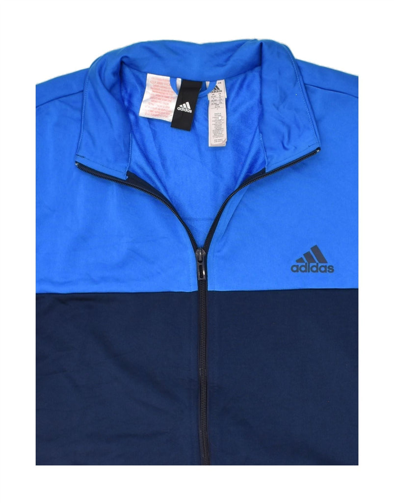 ADIDAS Boys Tracksuit Top Jacket 15-16 Years Blue Colourblock Polyester | Vintage Adidas | Thrift | Second-Hand Adidas | Used Clothing | Messina Hembry 