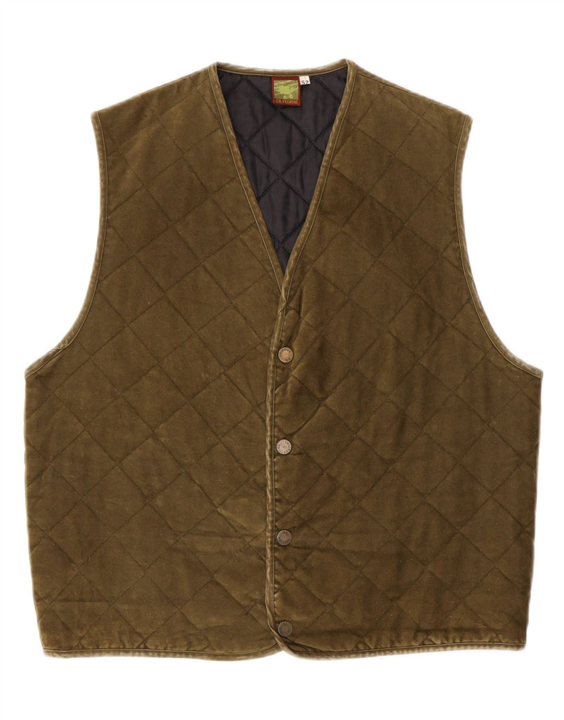 GB.PEDRINI Mens Quilted Gilet IT 52 XL Khaki Cotton Vintage GB.PEDRINI and Second-Hand GB.PEDRINI from Messina Hembry 